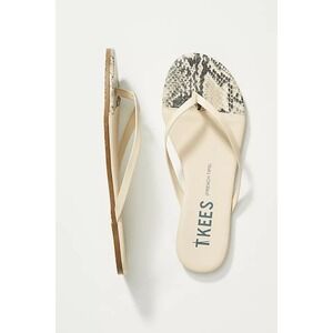 TKEES Women's French Tips Snake Embossed Leather Thong Sandals Flip Flops- 7
